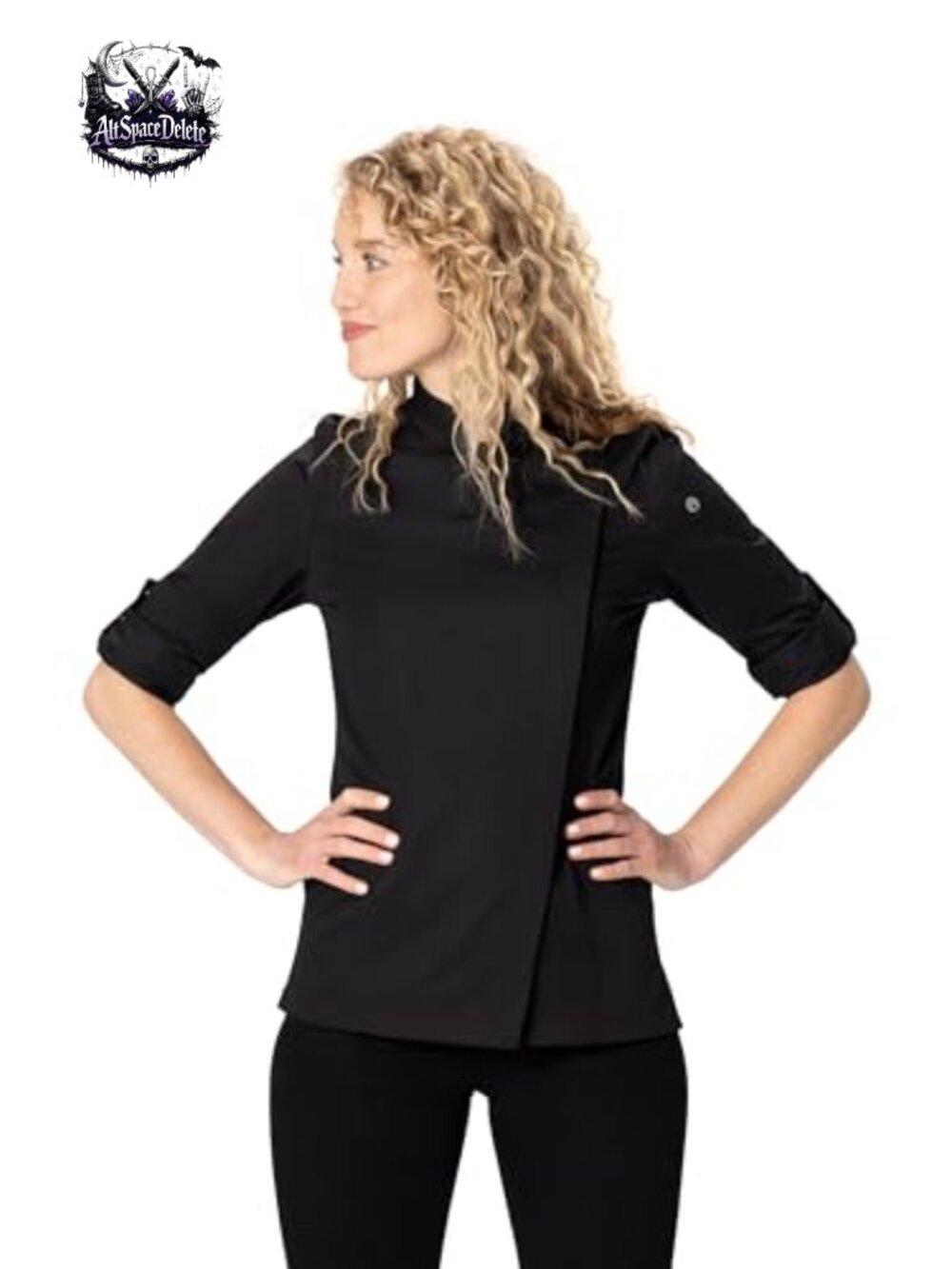 Women's Lansing Chef Coat, Roll-Up Long Sleeve, Concealed Snap Front Placket